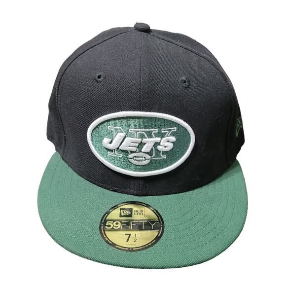New Era 59Fifty New York Jets NFL Fitted Cap Size 7 1/2 Black Embroidered Logo - Picture 2 of 8